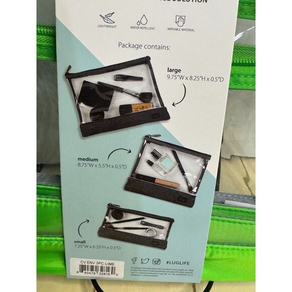 Lug Clearview Envelopes with Zipper 3 pc set - Lime - Picture 3 of 3